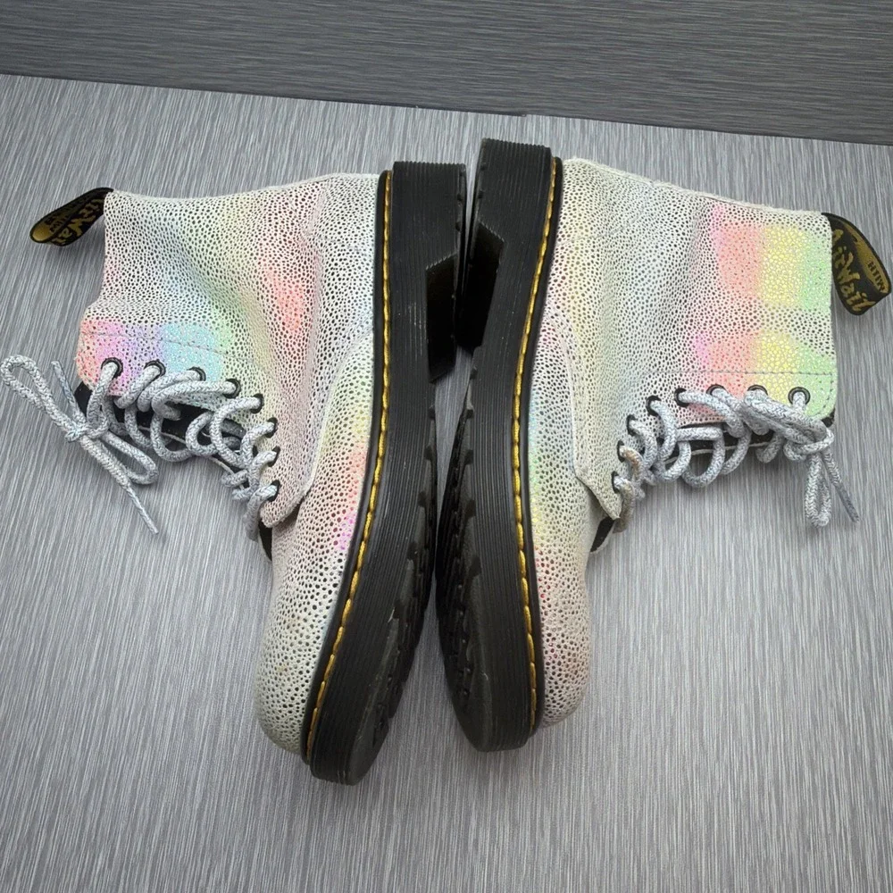 Dr Martens 1460 Pascal J Youth Boots‎ Iridescent Glitter Rainbow Lace Up Girls 2